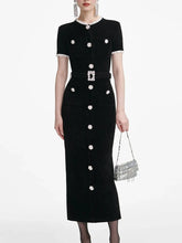 Slim-fit knit midi dress with crystal-style embellishments