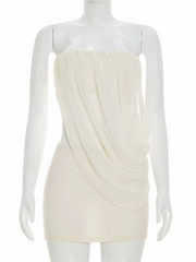 Draped Chiffon Tube Top and Mini Skirt Set