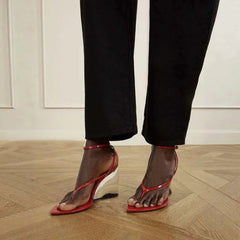Transparent Wedge Flip Flop Sandals