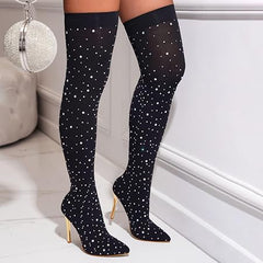 Sparkle Over The Knee Stiletto Boots