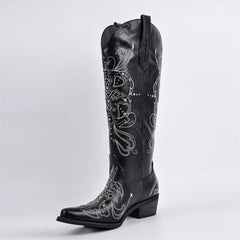 Embroidery Pointed Toe Western Boots