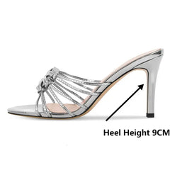 Metallic Knot Slip On Stiletto Heels