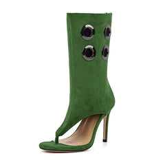 Flip-Toe Cut Out Stiletto Heel Boots