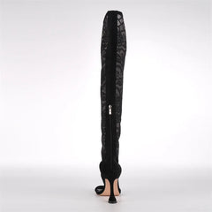 Round Toe Lace Mesh Over The Knee Boots