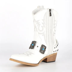 Western Embroidered Block Heel Boots