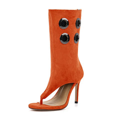 Flip-Toe Cut Out Stiletto Heel Boots