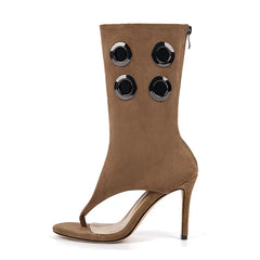 Flip-Toe Cut Out Stiletto Heel Boots