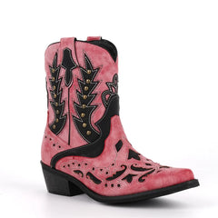 Western Embroidered Block Heel Boots