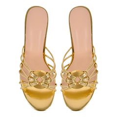 Metallic Knot Slip On Stiletto Heels