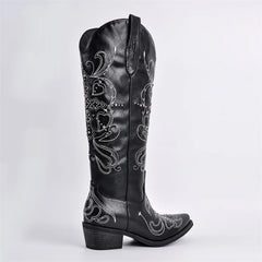Embroidery Pointed Toe Western Boots