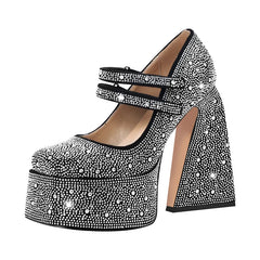Rhinestone Platform Mary Jane Heels