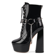 Platform Lace Up Chunky Heel Boots