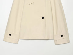 Asymmetric Lapel Single Button Short Trench Coat