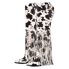 Fringed Pointed Toe Heeled Boots
