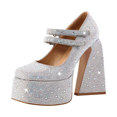 Rhinestone Platform Mary Jane Heels