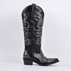 Embroidery Pointed Toe Western Boots