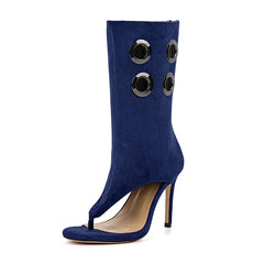 Flip-Toe Cut Out Stiletto Heel Boots