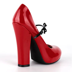 Patent Leather Mary Jane Chunky Heel Pumps