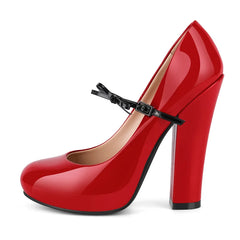 Patent Leather Mary Jane Chunky Heel Pumps