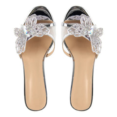 Butterfly Rhinestone Mesh Stiletto Sandals