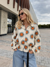 Sunflower print bomber jacket front view