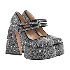 Rhinestone Platform Mary Jane Heels