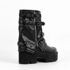 Buckle Strap Platform Ankle Boots