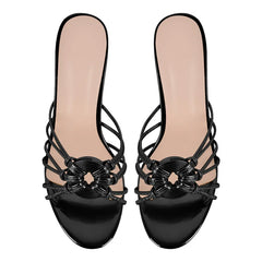 Metallic Knot Slip On Stiletto Heels