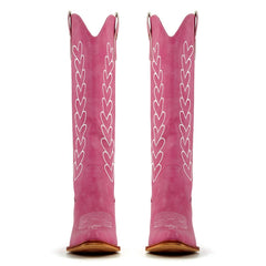 Heart Embroidery Pointed Toe Western Boots