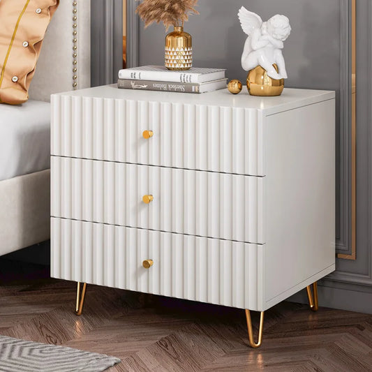 60CM Bedside Table Wooden Chest Of Drawers Cabinet Storage White