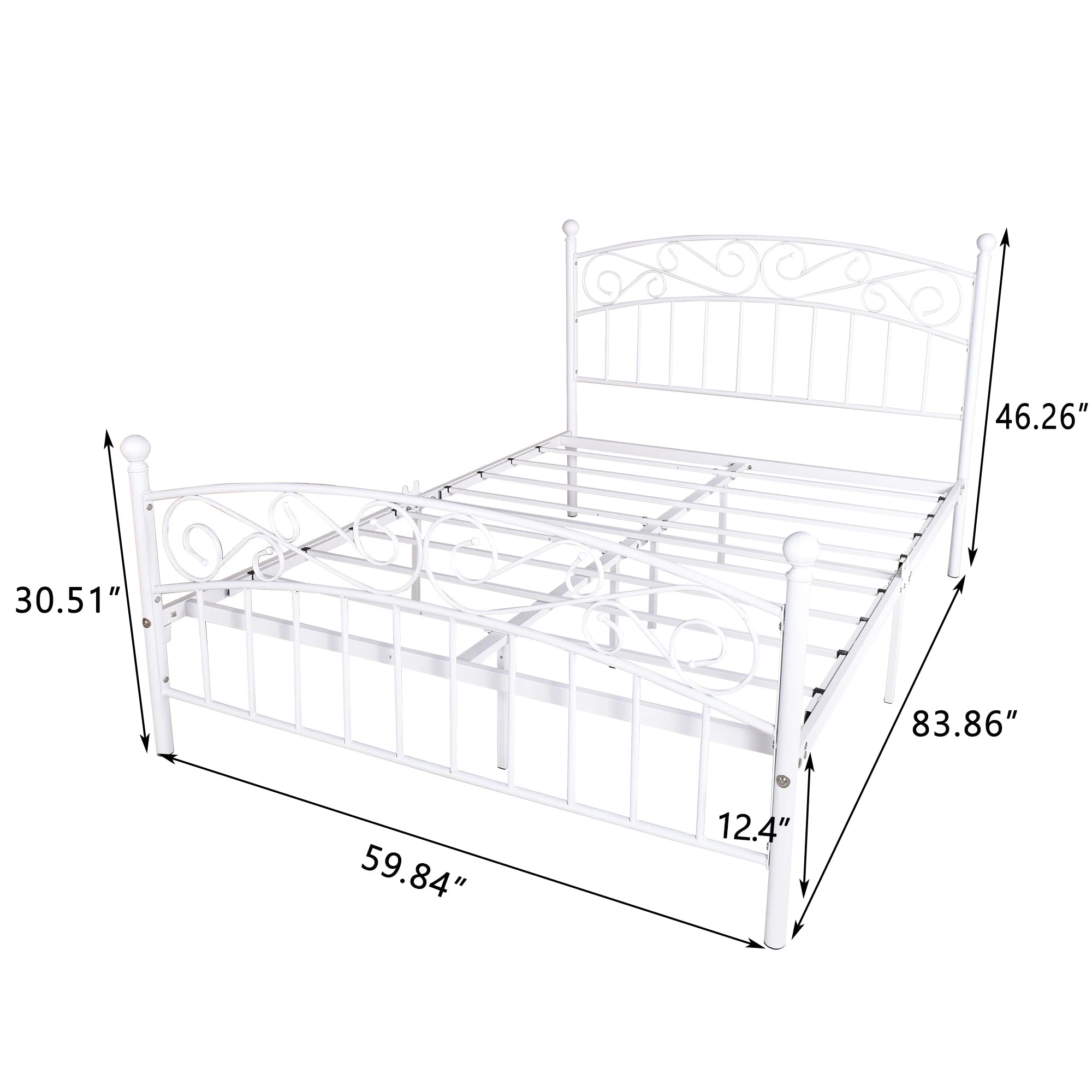 Metal Bed Frame with Headboard Footrest Heavy Duty Quick assembly