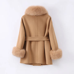 Brown coat with fur trim