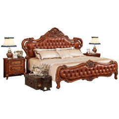  Leather Solid Wood Carving Master Bedroom Double 1.5m 1.8 m 2m Bed
