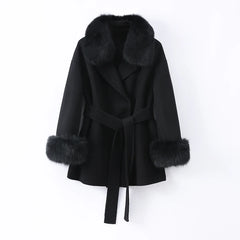 Black coat with fur trim
