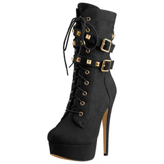 Buckle Strap Platform Stiletto Boots