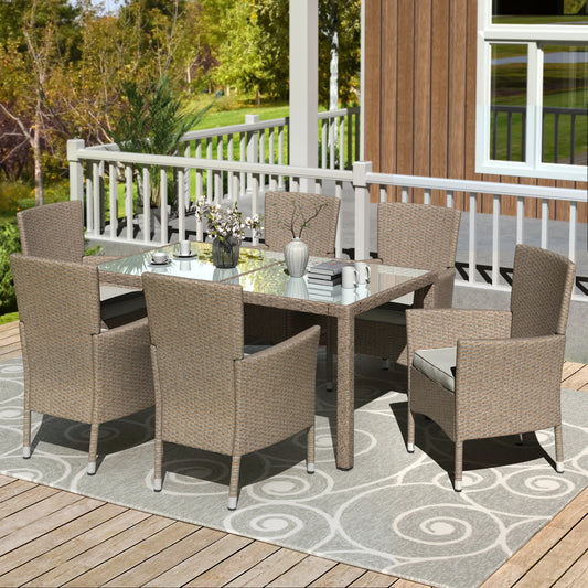 Outdoor Wicker Dining Table Chair 7 Pieces Furniture Set