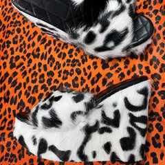 Plush Fur Platform Wedge Slippers