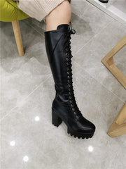 Platform Lace Up Round Toe Boots