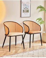 Nordic Rattan Half Curved Dining Chair