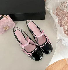 Patent Bowknot Chunky Mary Jane Heels