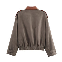 Collared Cropped Jacket - Back View