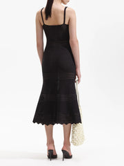 Black Cutout V-Neck Fishtail Knit Dress
