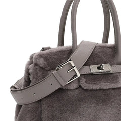 Faux Fur Top Handle Handbag
