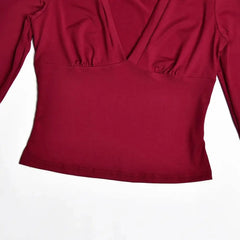 Deep V-Neck Long Sleeve Top