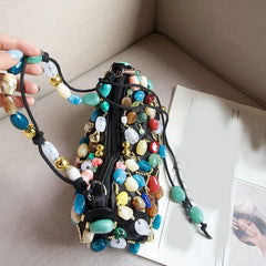 Beaded Stone Shoulder Bag
