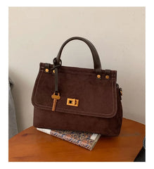 Microfiber Synthetic Leather Flap Handbag