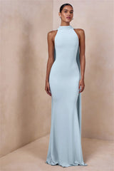 Halter Neck Cape Drape Mermaid Maxi Dress