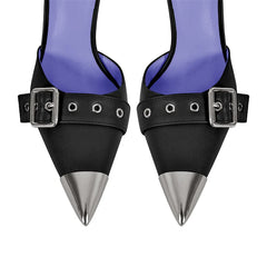 Pointed Toe Buckle Ankle Strap Heels