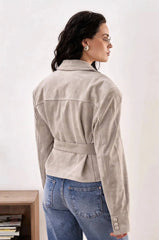 Belted Suede Cropped Blazer