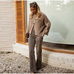 Asymmetric cross placket knit coat, cuffed sleeves